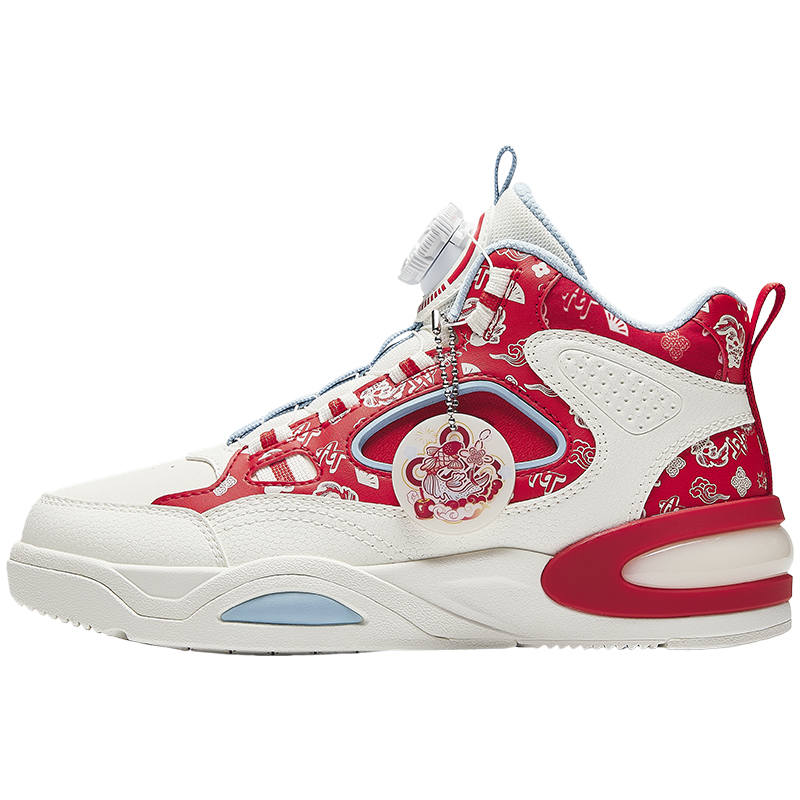Antakids Synthetic Leather High top Skateboard Shoes Heat Red/Ivory White 33 40 Teenagers