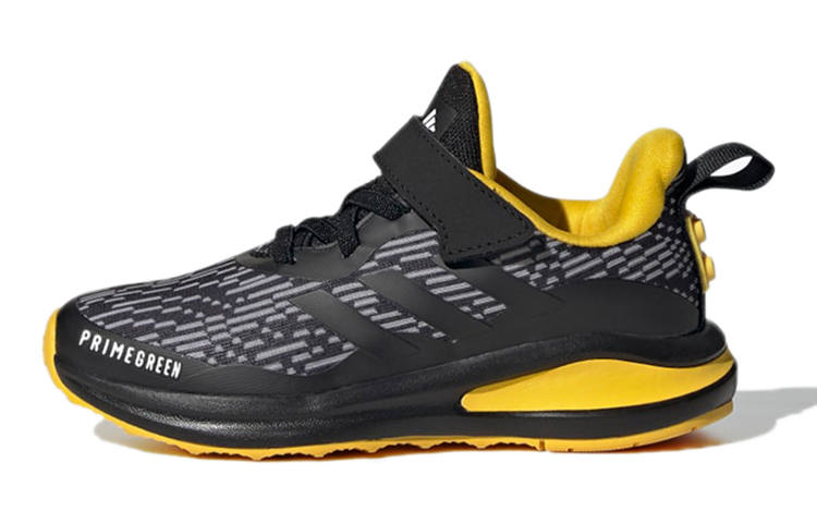 Adidas Adidas Fortarun Elastic Lace Top Strap K Slip Resistant And Breathable Kids Lifestyle Shoes Black Yellow Kids'
