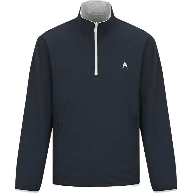 URBAN REVIVO Sweatshirts Men's Ink Blue Stand Collar Moderate Reversible