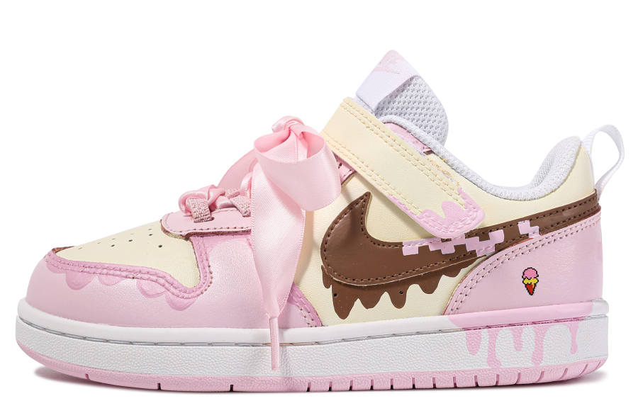 Nike Nike Court Borough Low Cushioning, Wear Resistant Low top Kids' Skateboarding Shoes Pink Yellow Brown