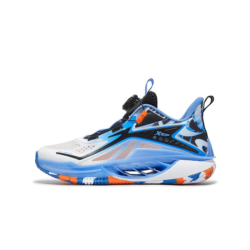 XTEP X FLOW Slip Resistant Low top Basketball Shoes Autumn Wave Blue/Xtep White Unisex