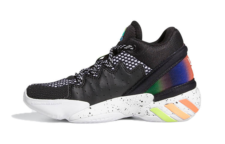 Adidas Adidas D.O.N. Issue #2 Breathable Mid top Children's Basketball Shoes Black White Rainbow Children Aged 3 7 Years Old