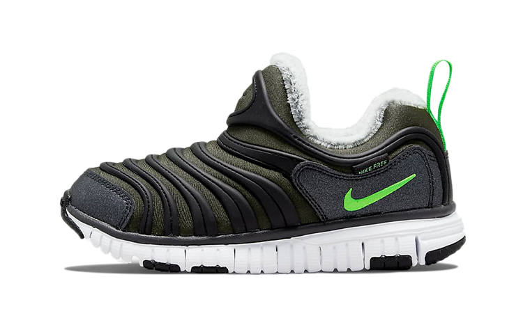 Nike Nike Dynamo Free Caterpillar, Plush Low top Kids Lifestyle Shoes Black Green Children Aged 3 7 Years Old