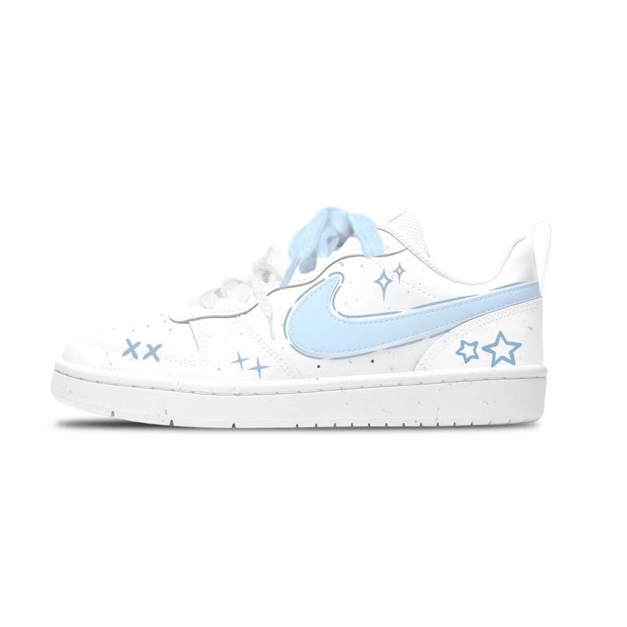 Nike Nike Court Borough Stars Blue Cute Slip Resistant Abrasion Resistant Kids' Skateboarding Shoes Light Blue Unisex