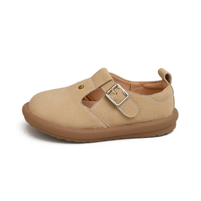 BODING BODING Non slip Lightweight Low top Kids' Leather Shoes Khaki Kids'
