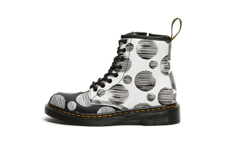 Dr.Martens 1460 Waterproof And Wear resistant Kids' Leather Boots Black White Children Aged 3 7 Years Old