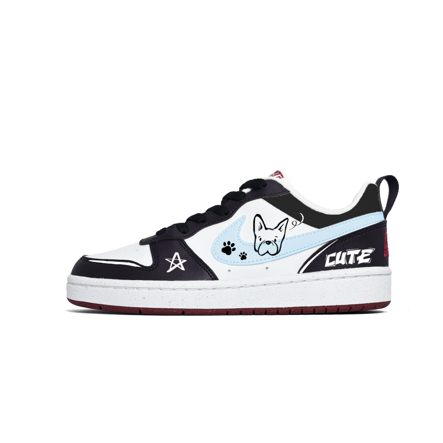 Nike Nike Court Borough SE Little Mischief Abrasion Resistant Slip Resistant Low top Skateboard Shoes Blue Black Teenagers