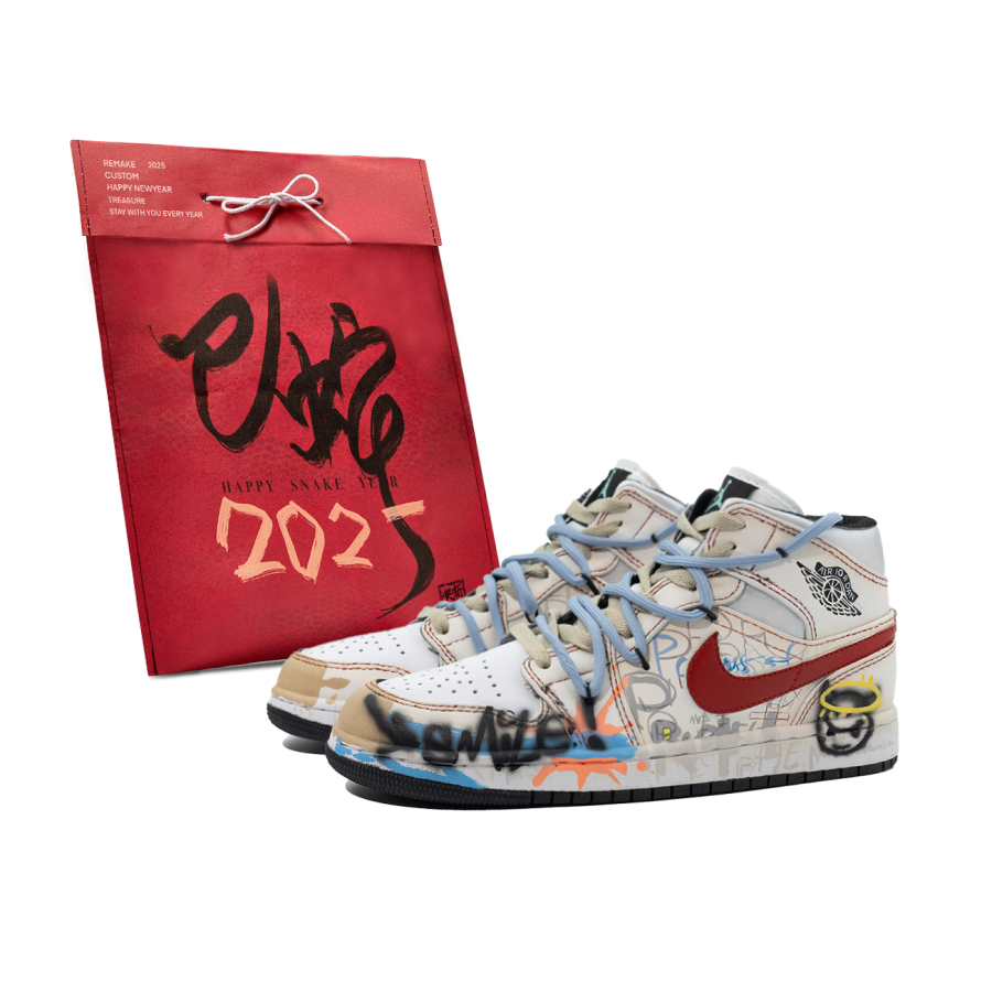 Jordan Jordan Air Jordan 1 Slip Resistant Abrasion Resistant High top Children's Basketball Shoes Brown White Teenagers