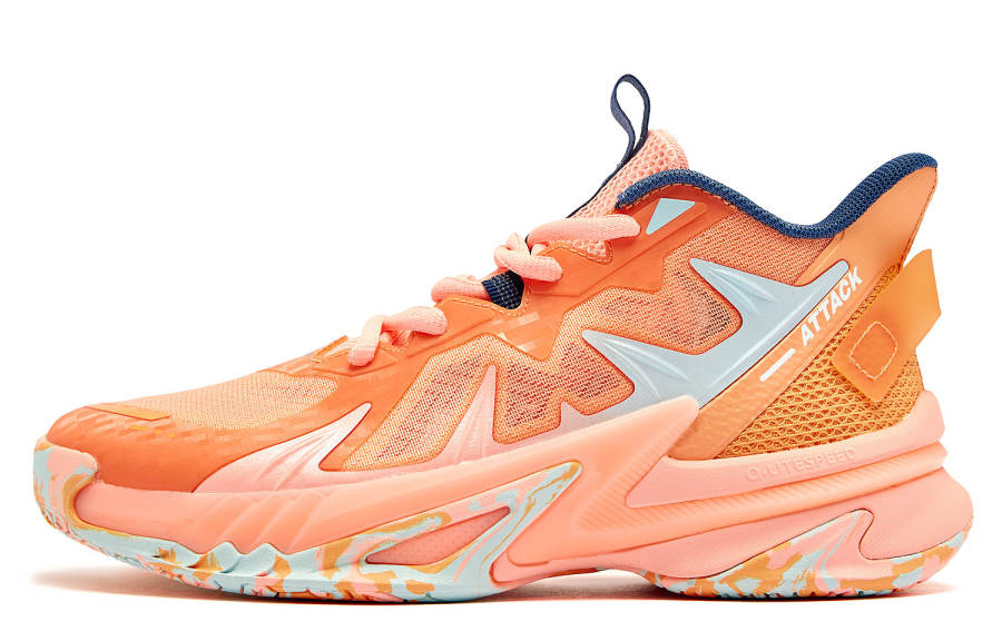 QIAODAN Fabric Mid top Basketball Shoes Orange Unisex