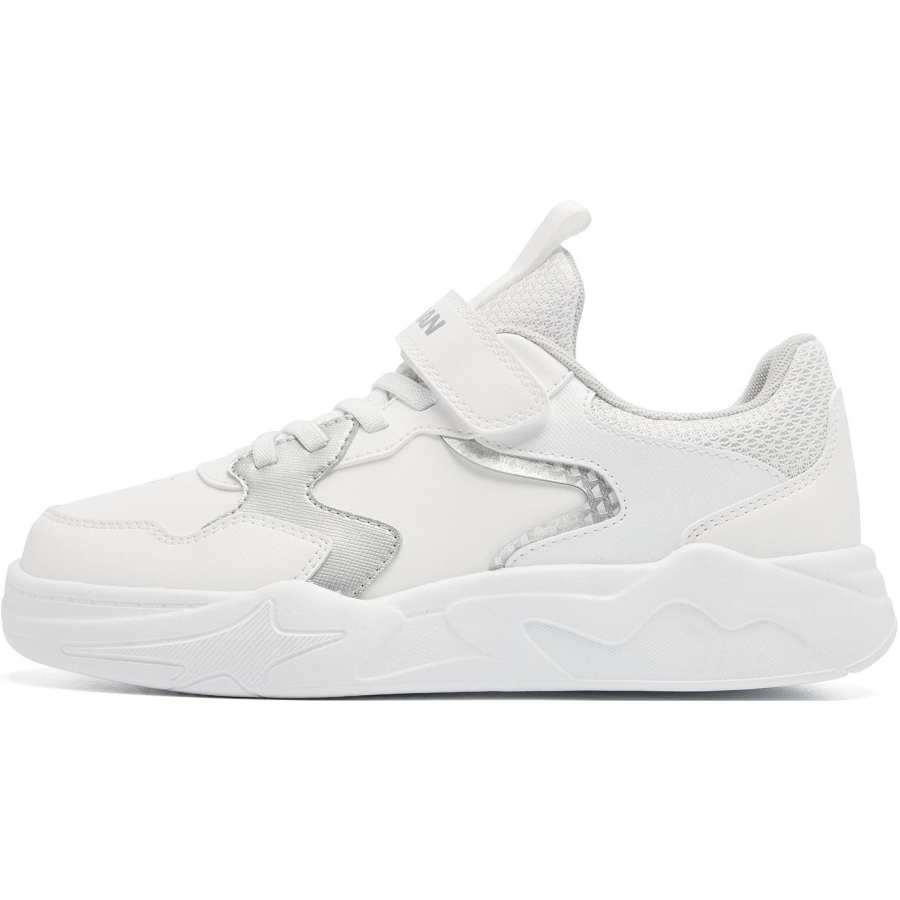 QIAODAN Textile, Synthetic Leather Low top Skateboard Shoes Jordan White/Silver Unisex