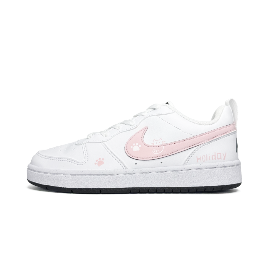 Nike Nike Court Borough Synthetic Leather Slip Resistant Abrasion Resistant Low top Kids' Skateboarding Shoes Light Pink