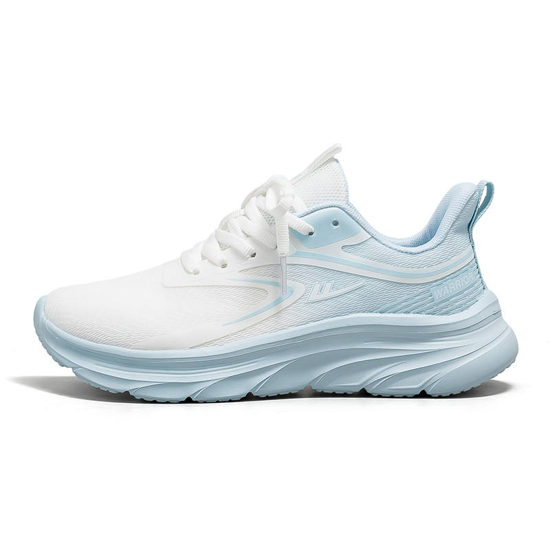 Warrior Cushioning Height Increasing Abrasion Resistant Lightweight Low top Running Shoes Women's White Light Blue