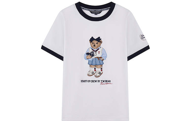 Teenie Weenie T Shirts Women's Ivory White Crew Neck Moderate Straight Fit