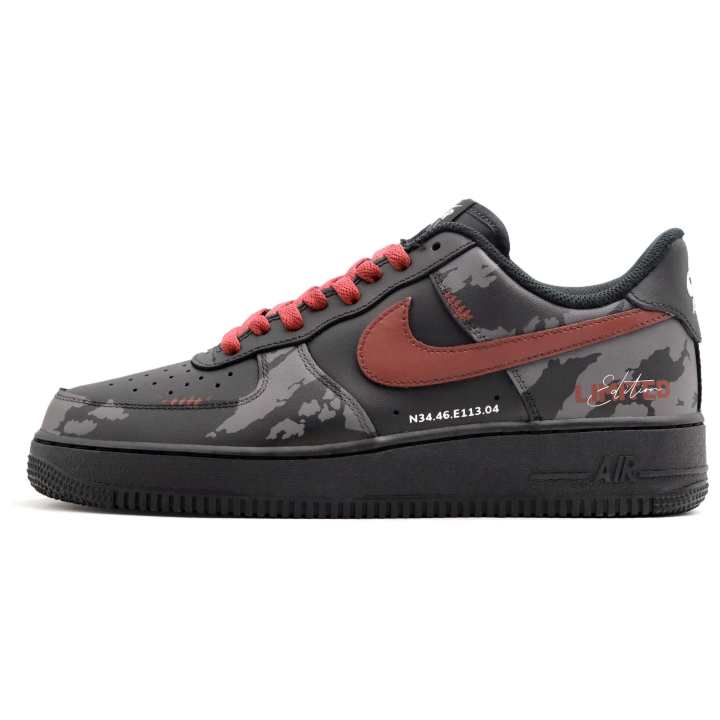 Nike Nike Air Force 1 Red Alert Abrasion Resistant Abrasion Resistant Low top Skateboard Shoes Unisex Black Red