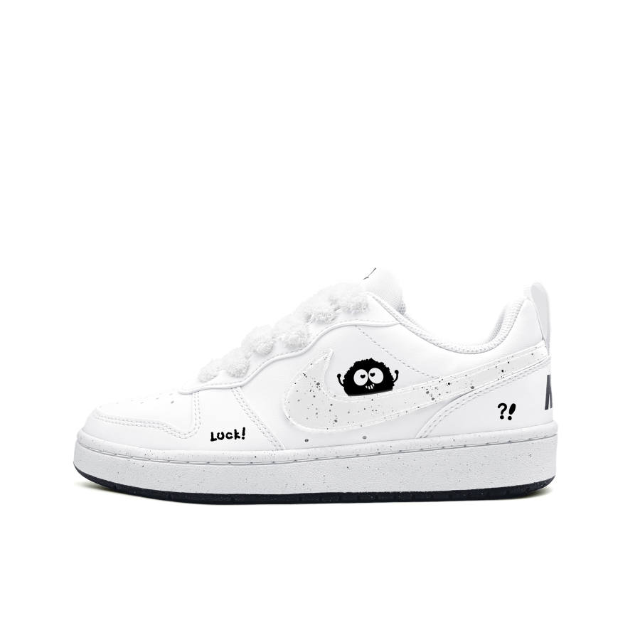 Nike Nike Court Borough White Fleece Coal Baby Synthetic Leather Abrasion Resistant Abrasion Resistant Low top