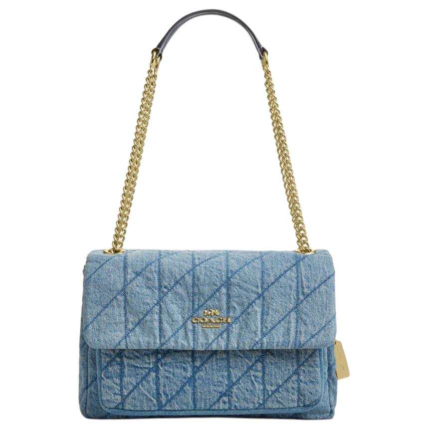 COACH COACH Denim Underarm Shoulder Bag Medium Women's Blue