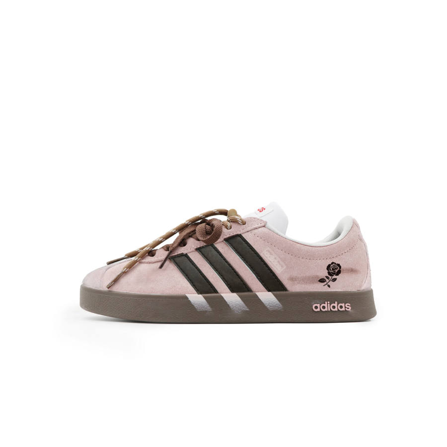 Adidas Adidas VL COURT 2.0 Ruin Rose Suede Balance Lightweight Low top Skateboard Shoes Women's Black Pink Urban Chic Style