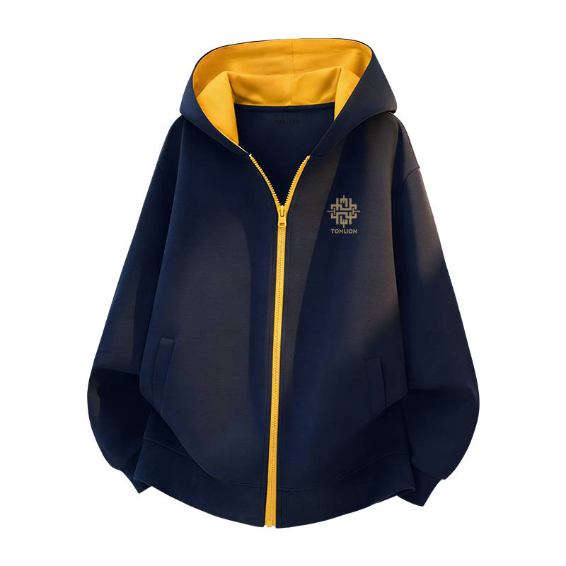 Tonlion Sweatshirts Unisex Hooded Moderate Cardigan