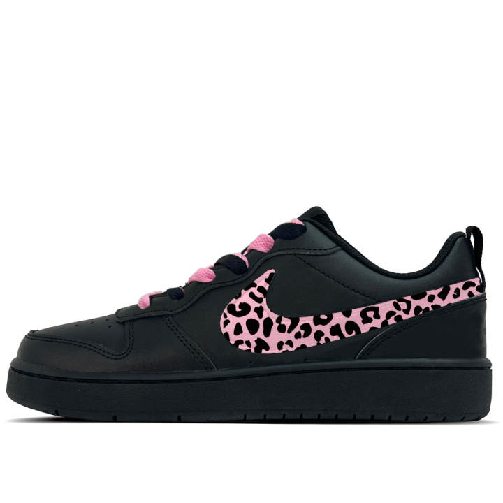 Nike Nike Court Borough Pink Flame Leopard Trail Leather Slip Resistant Abrasion Resistant Low top Kids' Skateboarding Shoes