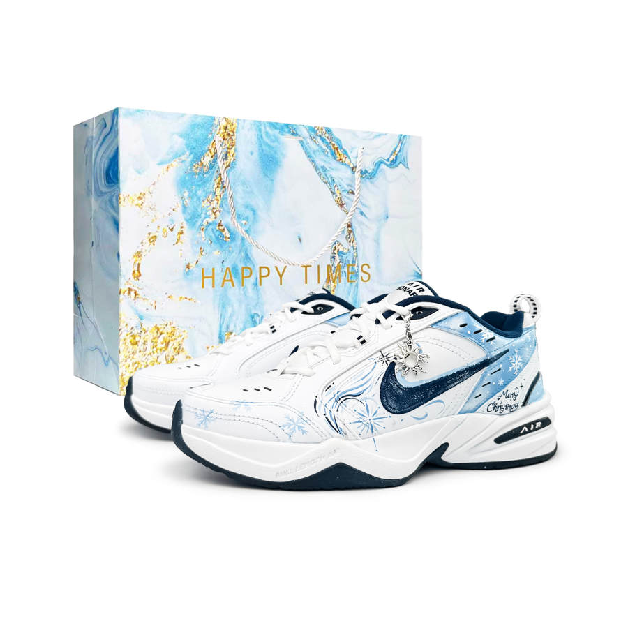 Nike Nike Air Monarch 4 Snow Country Dream Abrasion Resistant Coverage Low top Chunky Sneakers Unisex White Blue