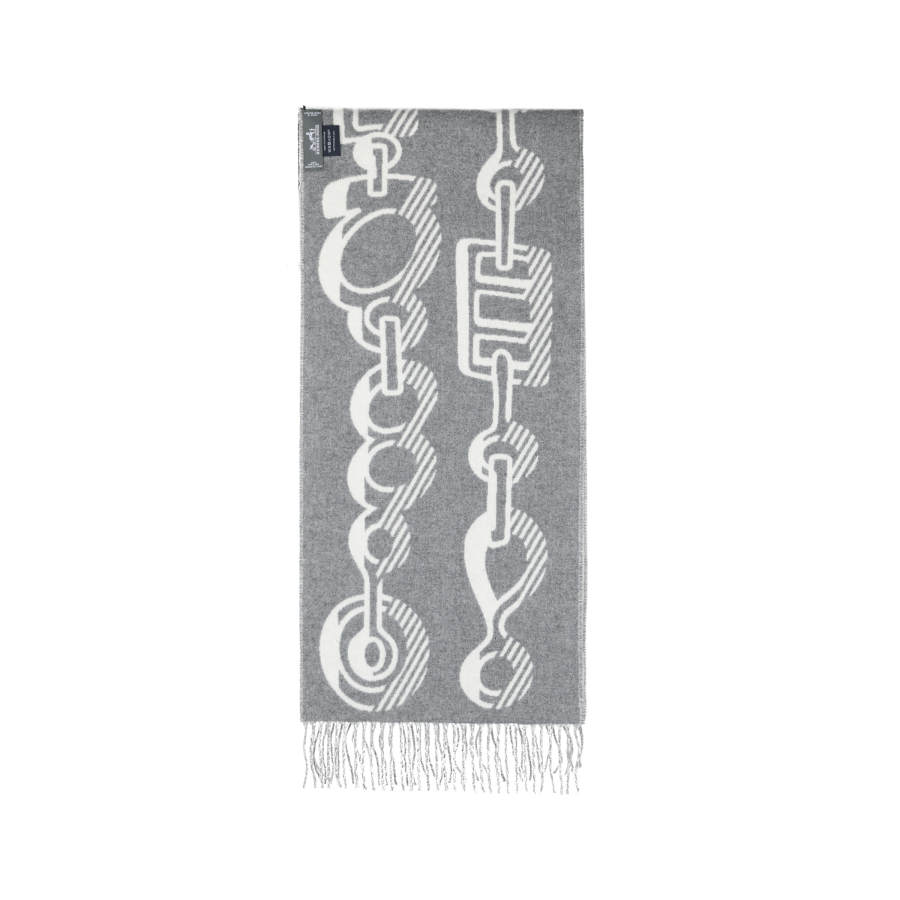 HERMES Cashmere Knit Scarves Women's Gray