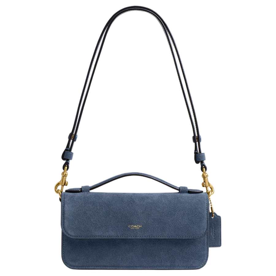COACH Cow Split Leather Shoulder Bag, Crossbody Bag, Handbag Small Women's Light Denim