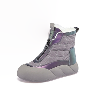 XUANBAHUI Fashion Versatile Fleece Lined Height Increasing Gradient Thermal Short Mid Calf Snow Boots 5cm Women's