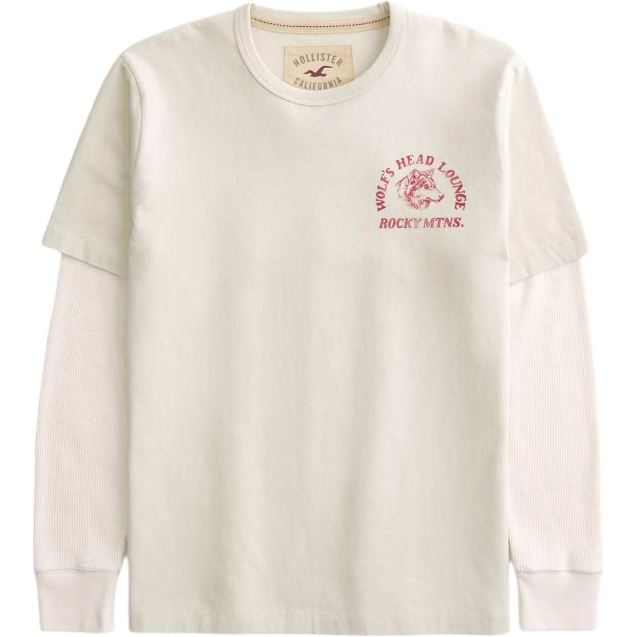 Hollister/ T Shirts Men's White Crew Neck Moderate Mock Two Piece