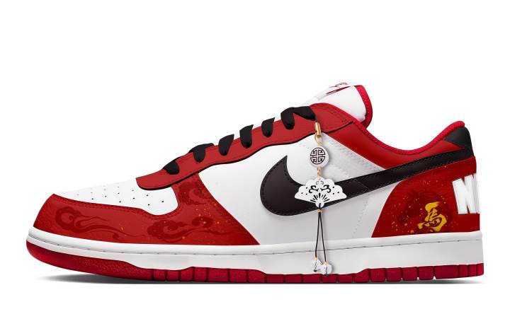 Nike Nike Big Year Of The Horse Greetings Abrasion Resistant Slip Resistant Low top Skateboard Shoes Men's Red White Black