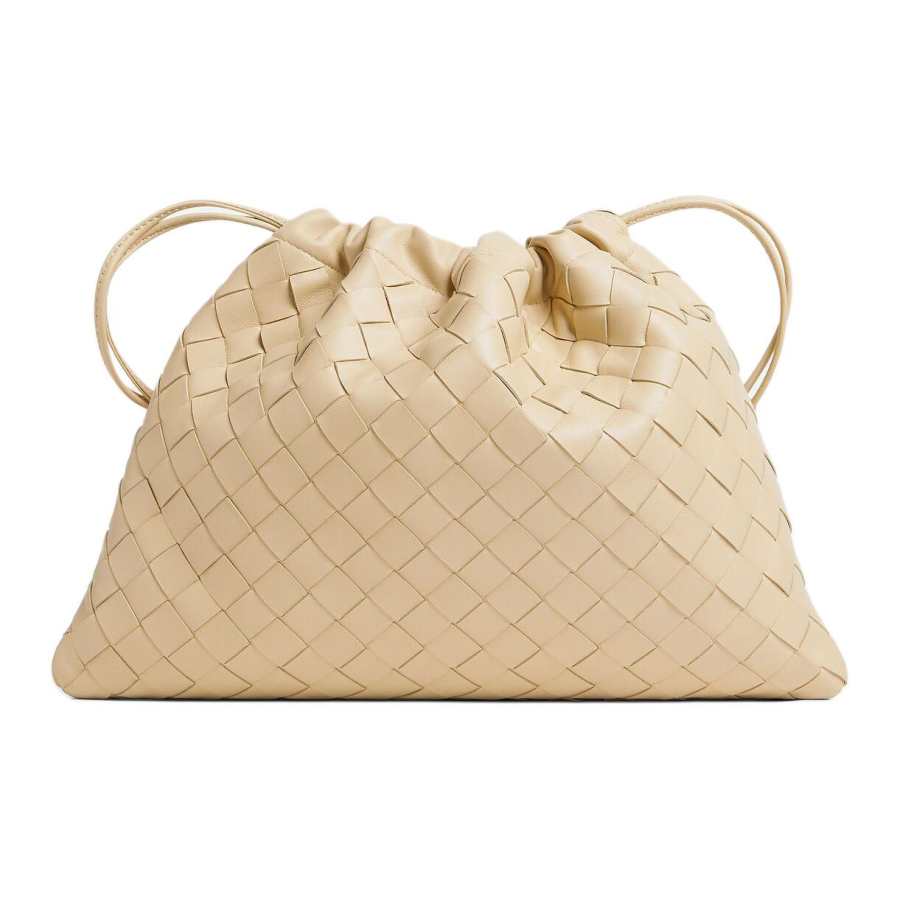 Bottega Veneta Dustbag Cow Leather Clutch Women's Travertine Color