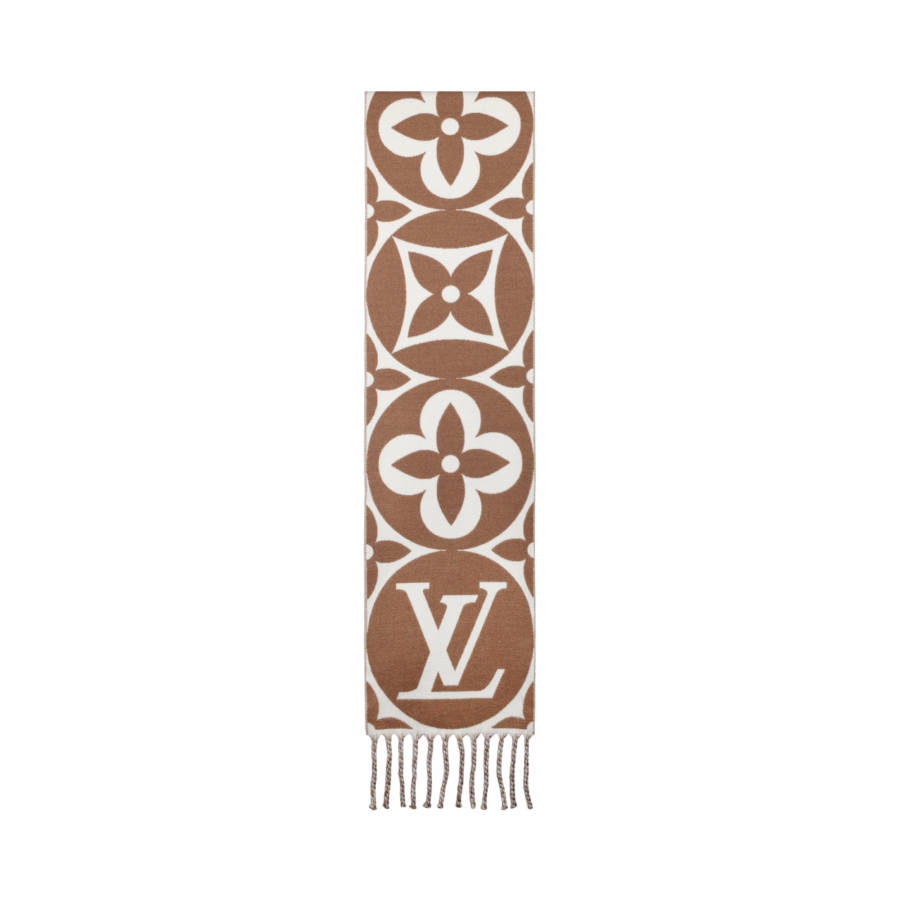LOUIS VUITTON Sheep Wool Knit Scarves Women's Brown