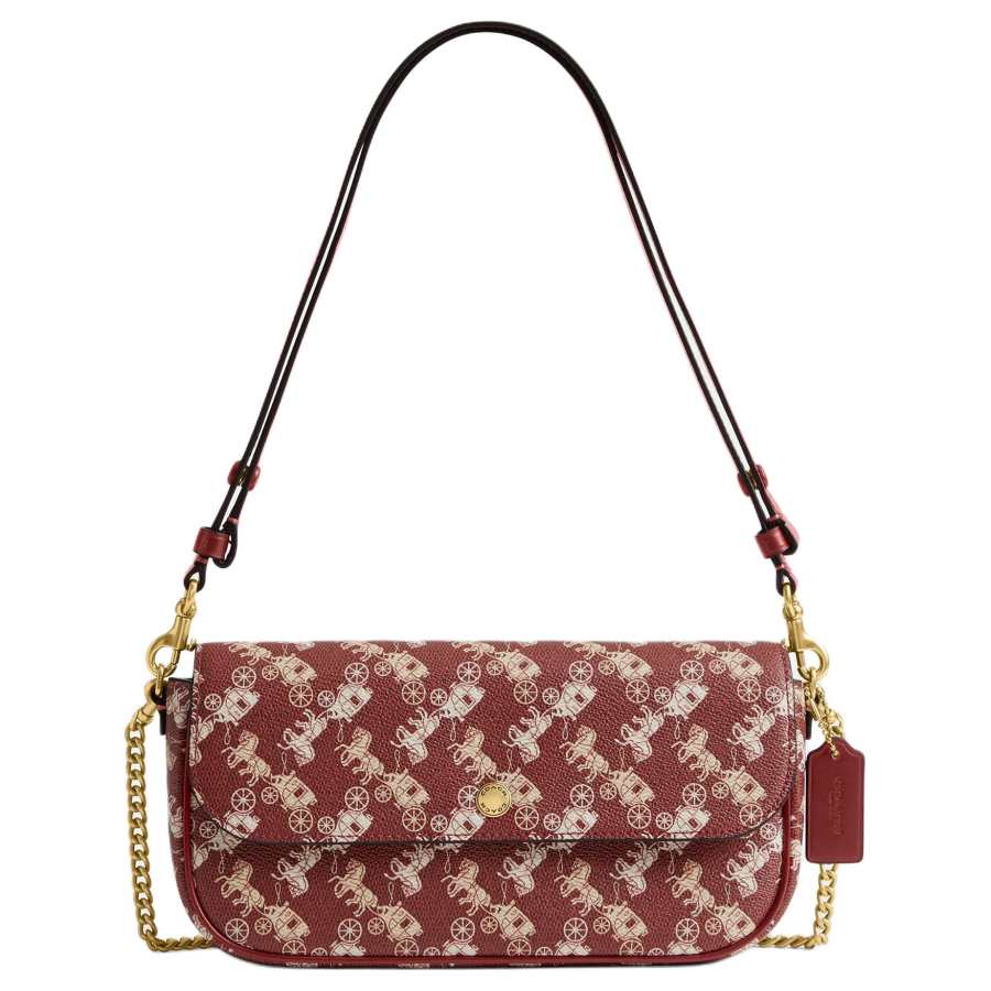 COACH COACH Artificial Leather Shoulder Bag Medium Women's Sapphire & Red