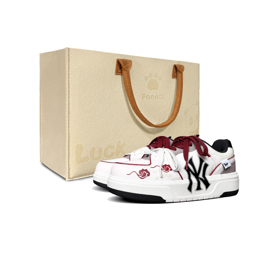 MLB Chunky Liner Horse Steps On Cyan Cloud CNY Cushioning Abrasion Resistant Low top Skateboard Shoes Unisex Burgundy