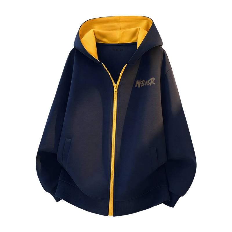 Tonlion Sweatshirts Unisex Hooded Moderate Cardigan