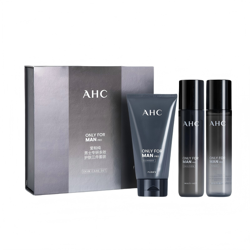 A.H.C Men's Toner, Lotion And Cleanser Skincare Set Deep Cleaning, Hydrating, Oil Control, Refreshing Three-Piece Set