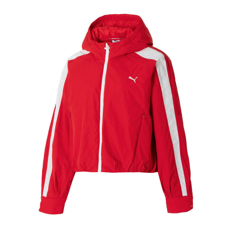 PUMA T7 Puffer Jackets Women's Red Hooded Moderate