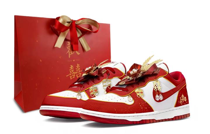 Nike Nike Big Wedding Shoes Abrasion Resistant Slip Resistant Low top Skateboard Shoes Men's Red White