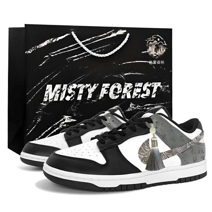 Nike Nike Dunk Ink Wash Pattern Shopping Bag Low top Skateboard Shoes Unisex Black Gray