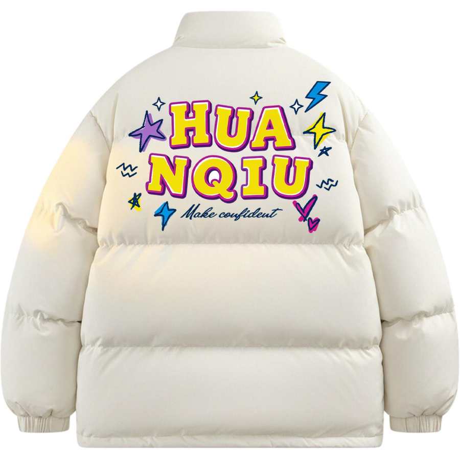 HUANQIU Down Jackets Unisex Stand Collar Thickened Puffer Jacket