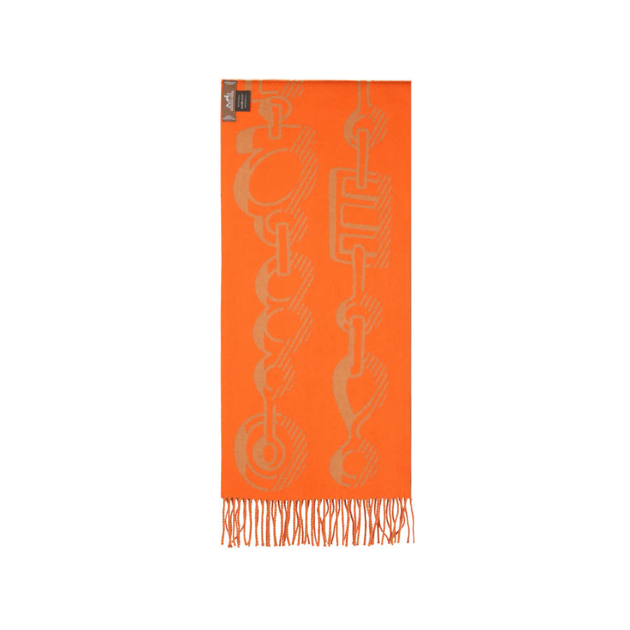 HERMES Cashmere Knit Scarves Women's Orange