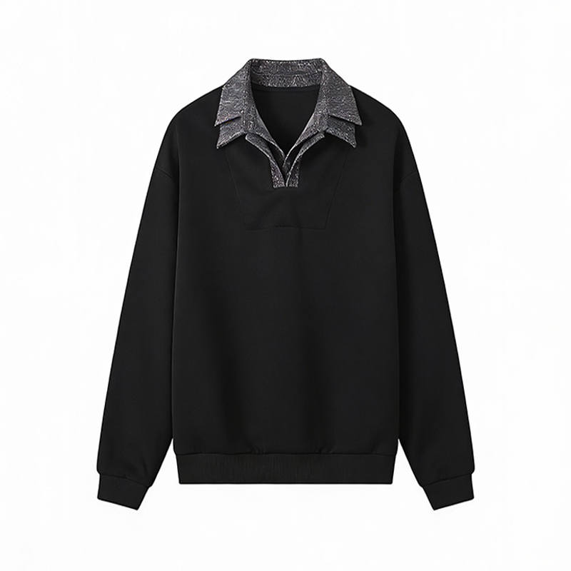GWAF Sweatshirts Unisex Polo Collar Moderate Mock Two Piece