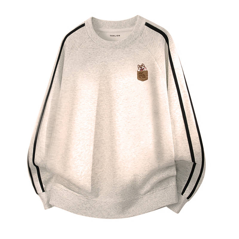 Tonlion Sweatshirts Unisex Crew Neck Moderate Regular