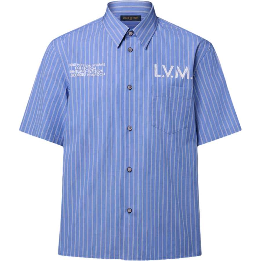 LOUIS VUITTON LOUIS VUITTON Shirts Men's Blue Pointed Collar Moderate