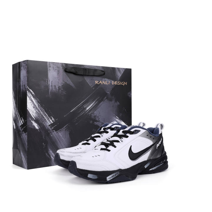 Nike Nike Air Monarch 4 Textile, Leather Cushioning Coverage Thermal Low top Chunky Sneakers Unisex White Black
