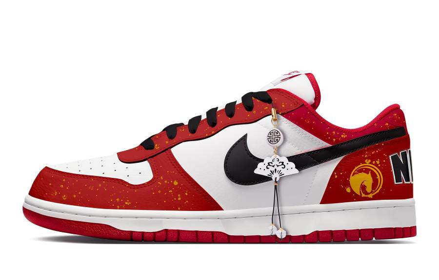 Nike Nike Big Year Of The Horse Limited Edition Abrasion Resistant Breathable Low top Skateboard Shoes Men's Red White