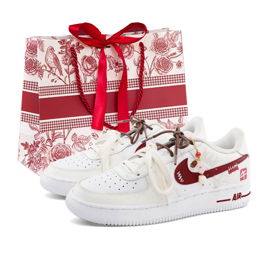 Nike Nike Air Force 1 Horse New Year Limited, Shopping Bag Cushioning, Wear Resistant Low top Skateboard Shoes Unisex