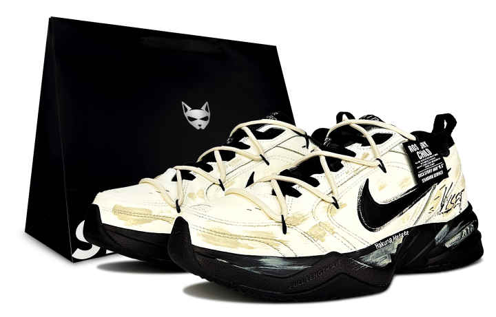 Nike Nike Air Monarch 4 White Navy Free Letter Low top Chunky Sneakers Unisex Beige Black