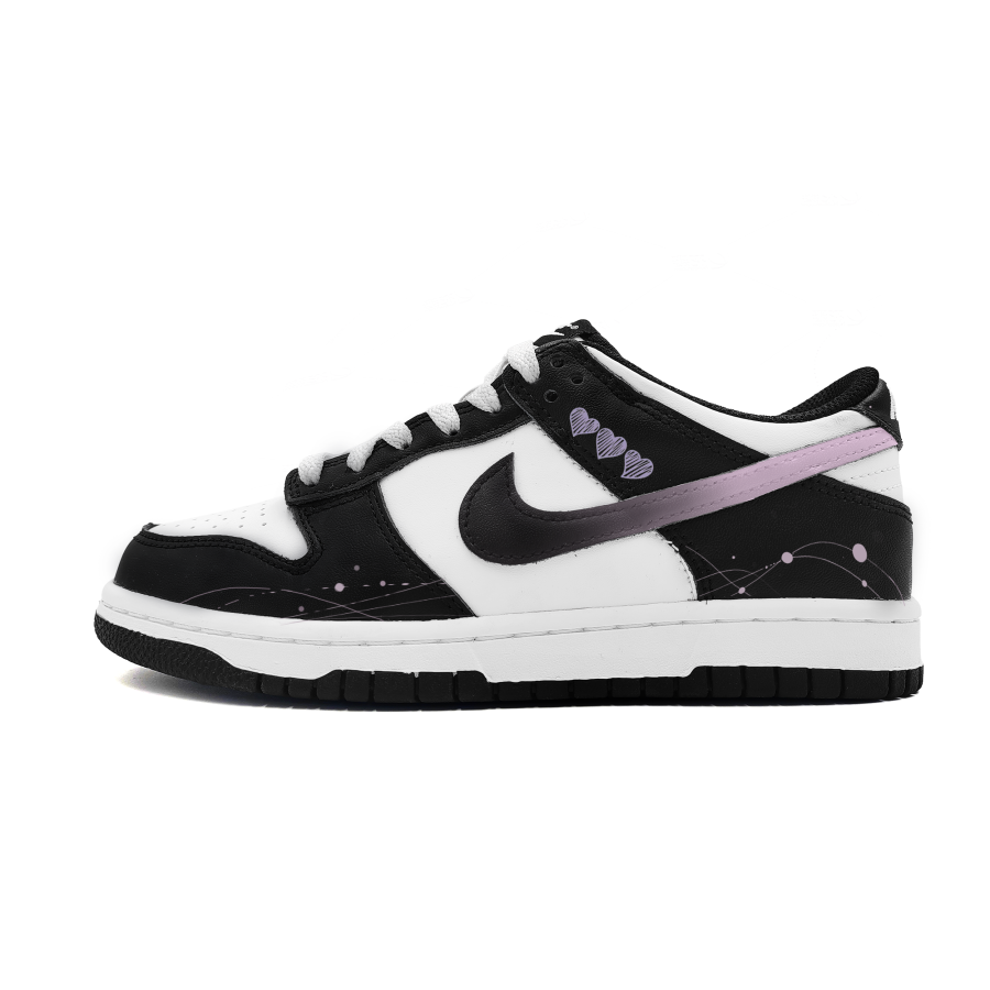 Nike Nike Dunk Violet Leather Cushioning Low top Skateboard Shoes Women's Black White