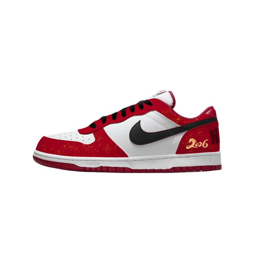 Nike Nike Big Golden Horse Brings Blessing Coverage Cushioning Low top Skateboard Shoes Men's Red White