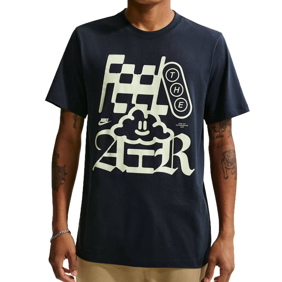 Nike Nike Sportswear T Shirts Men's Obsidian Color Crew Neck Moderate Straight Fit